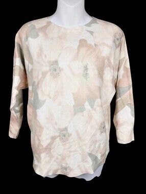 2/$20 Vila Milano Floral Pattern White & Pink Top Blouse Size: Small